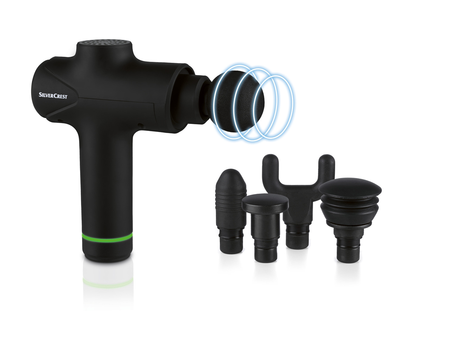 SilverCrest SSMGB C2 massage gun with five massage heads